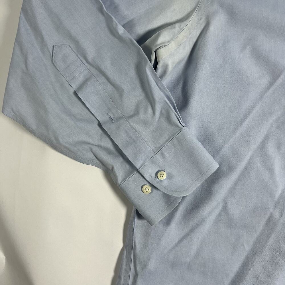 Brooks Brothers Non-Iron Cotton Dress Shirt Blue Solid Point Collar 15.5 34/35 - Picture 5 of 9